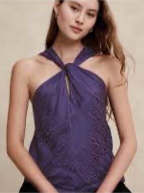 Banana Republic Purple Twist Halter Tank Top